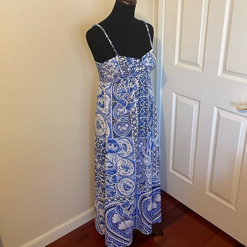 New Caroline Constas New York Grecian Paisley Floral Print Cotton Maxi Dress - Picture 5 of 16